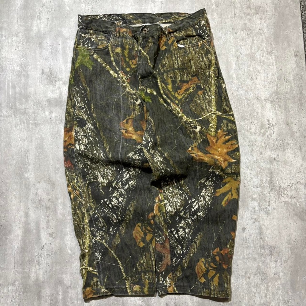 Mossy Oak Camo Skater Pants Mens 38x30 Green Baggy Fit Y2K Break-Up Camouflage